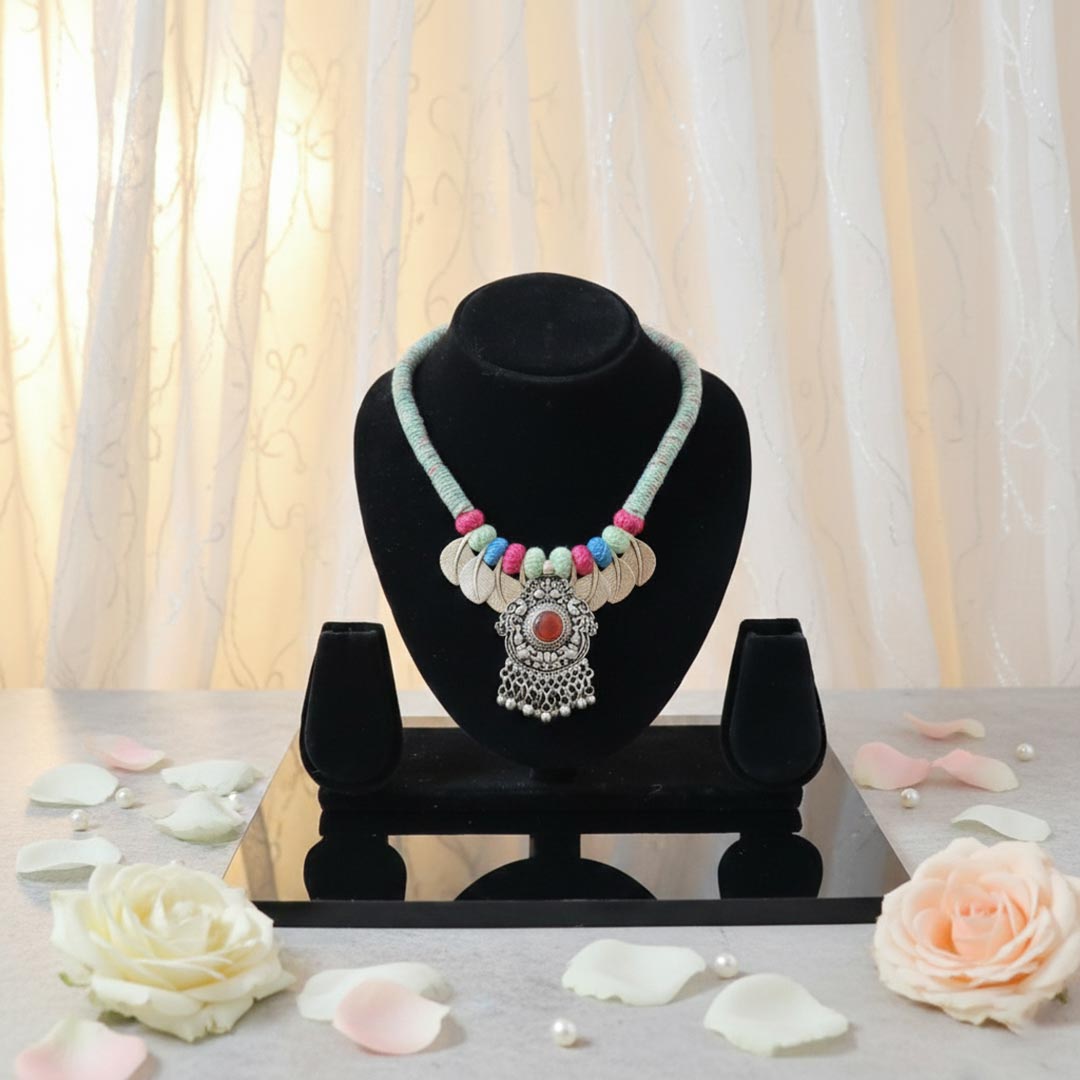 Boho-Oxidized-Silver-Choker-with-Threadwork