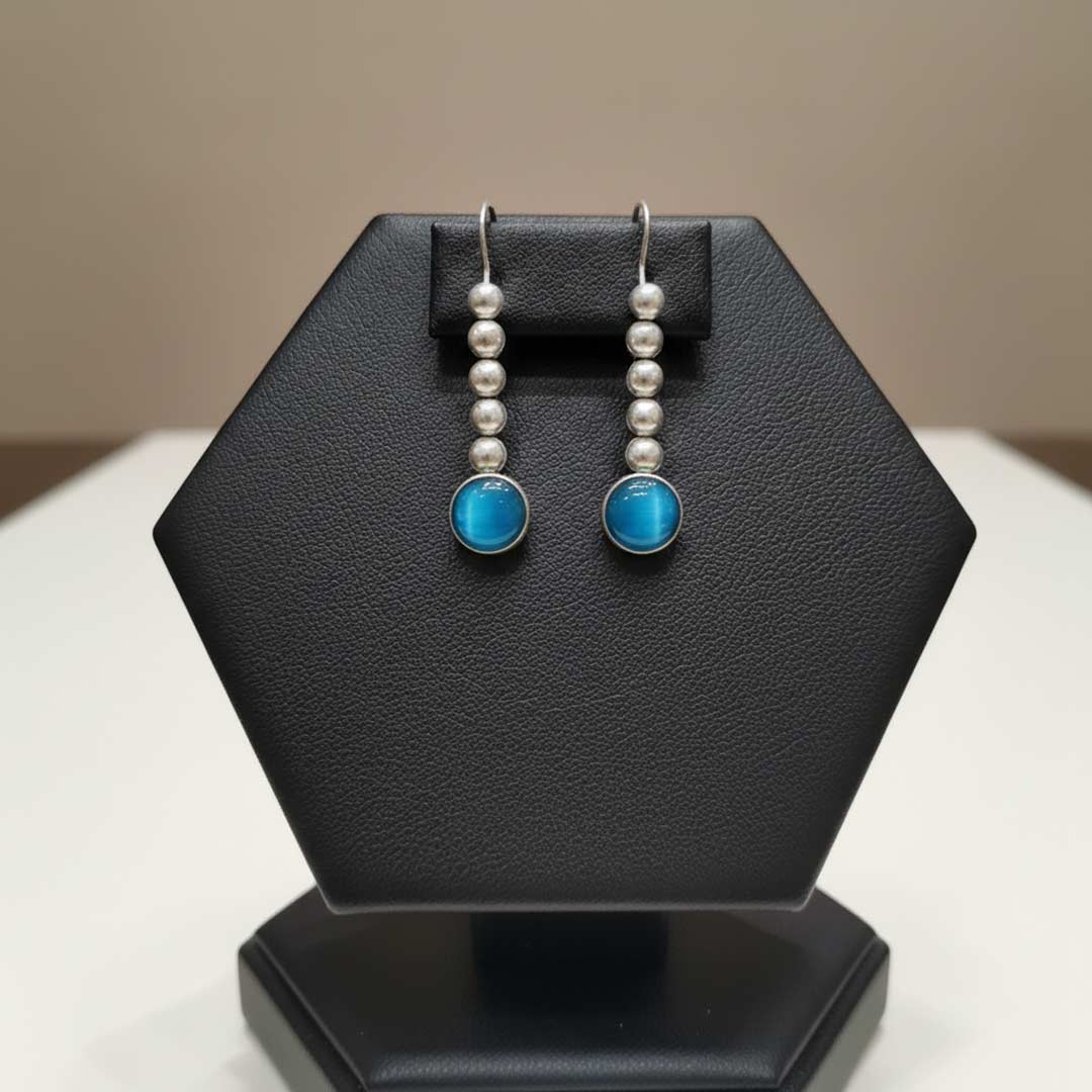 Dangling Sterling Silver & Enamel/Gemstone Drop Earrings