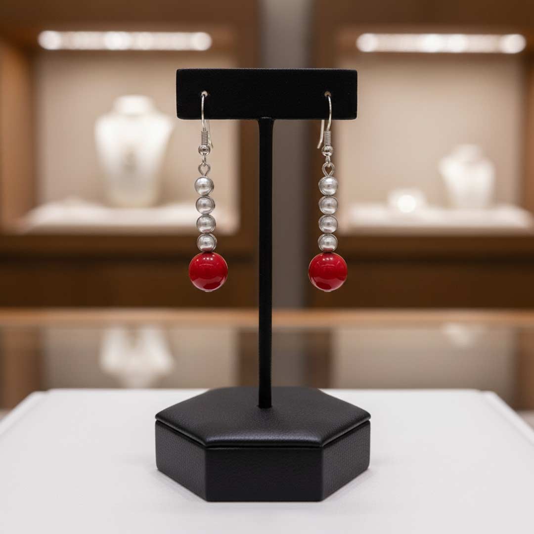 Dangling Sterling Silver & Enamel/Gemstone Drop Earrings