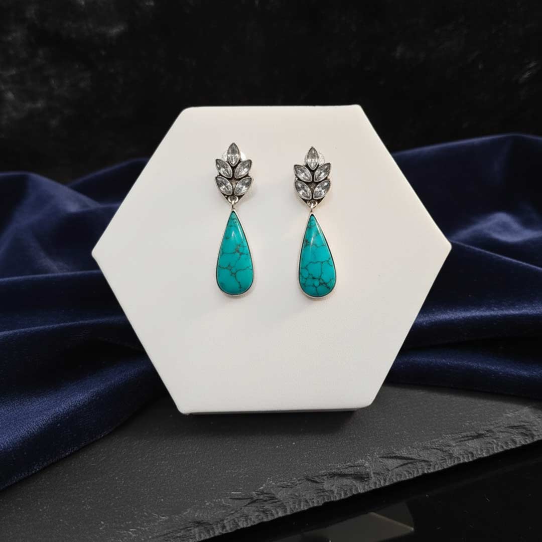 Designer Leaf & Pear Drop Earrings