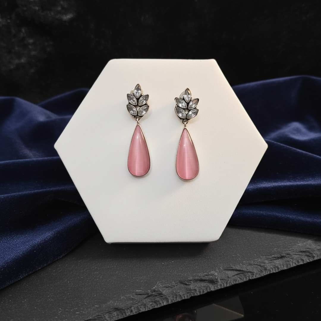 Designer Leaf & Pear Drop Earrings