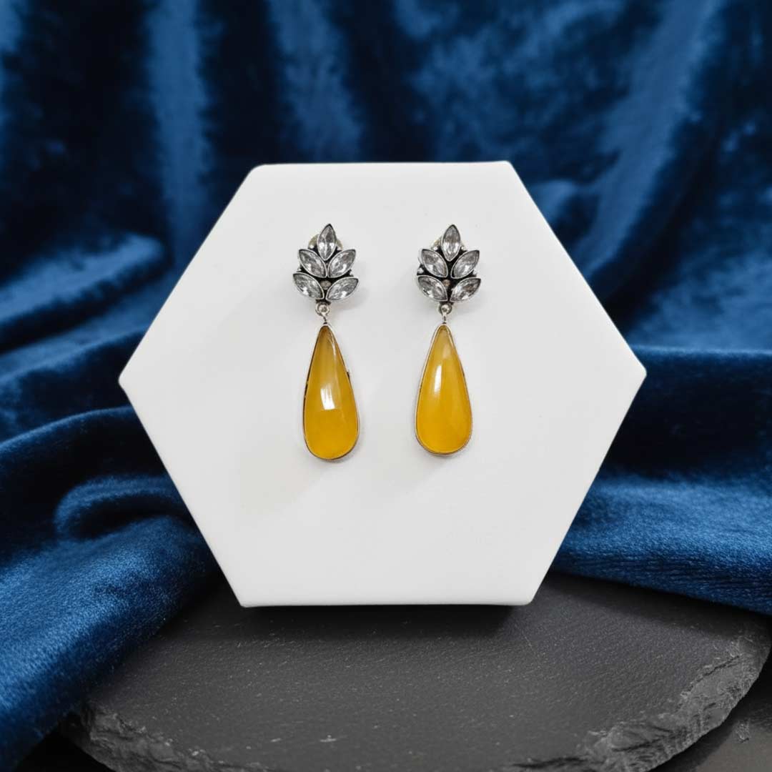 Designer Leaf & Pear Drop Earrings