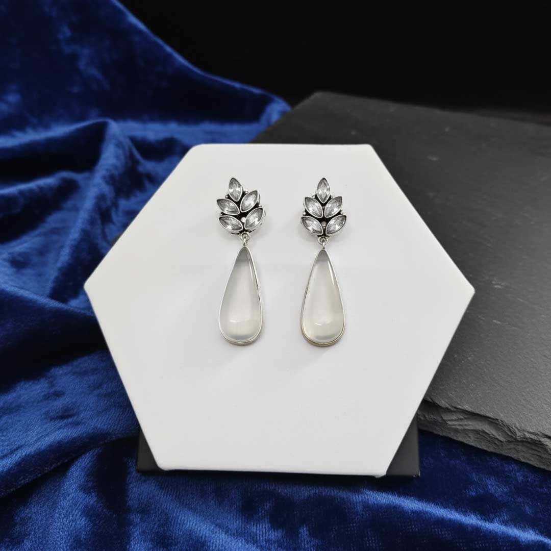 Designer Leaf & Pear Drop Earrings