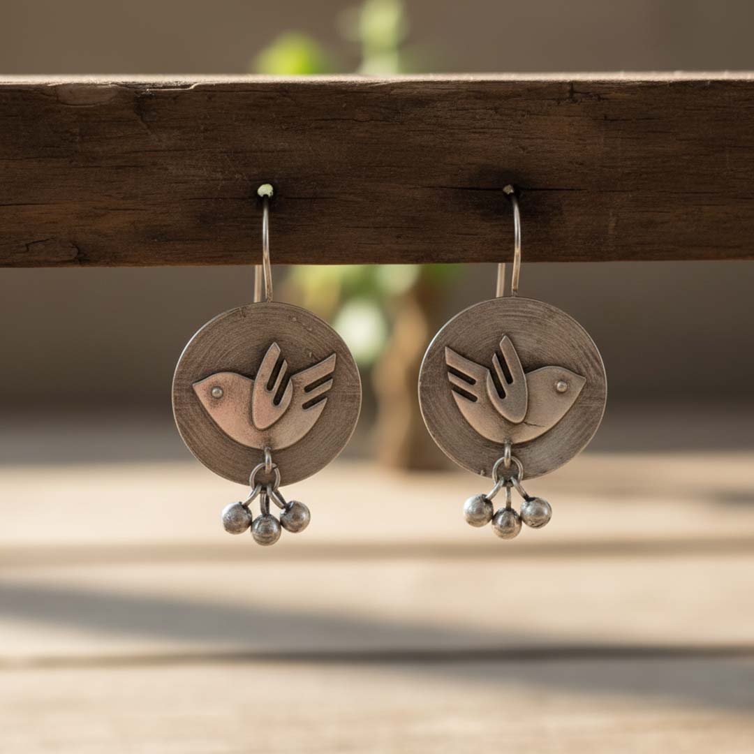 Handcrafted Ethnic Bird Design Jhumka Earrings