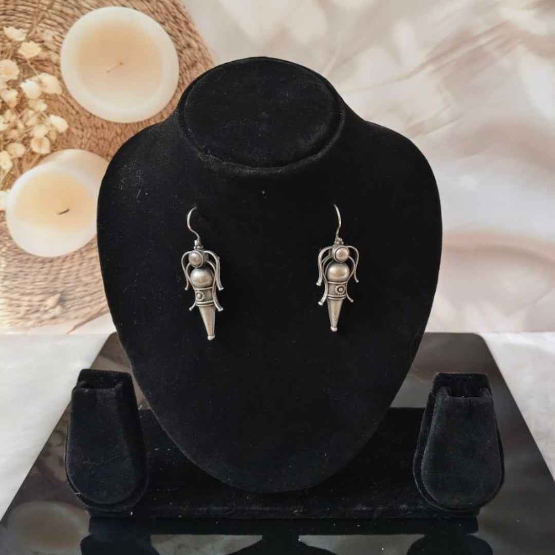 Oxidized Silver Tribal Figure Drop Earrings